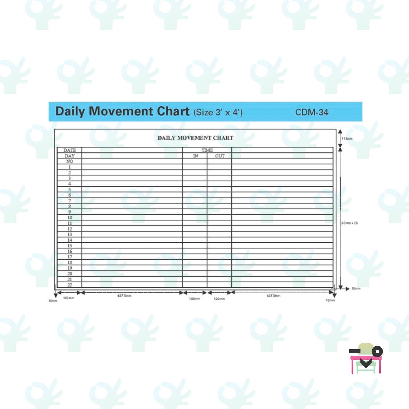 DAILY MOVEMENT CHART SIZE 3 X 4 CDM34